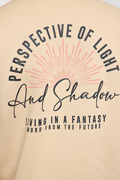 Trendyol Collection Stone Oversize/široký střih zadního dílu tištěný fleece uvnitř/teplá mikina Tmnaw25Sw00056