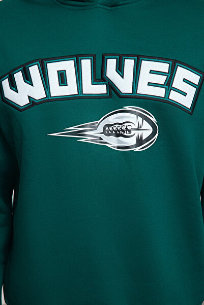 Trendyol Collection Σμαραγδένια Πράσινη Φούτερ με κουκούλα με κουκούλα με φαρδιά κοπή TMNAW25SW00095