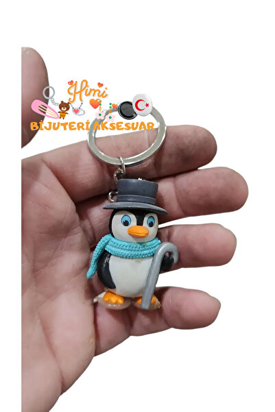 himi bijuteri aksesuar Breloc cu baston și pinguin, ornament pentru rucsac, b...