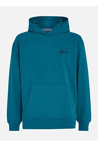 Tommy Hilfiger TJM RLX SIGNATURE HOODIE EXT Erkek Turkuaz Sweatshirt DM0DM17990CT0