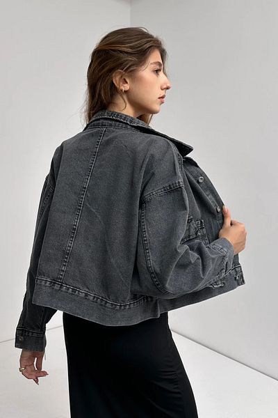 Zeliza Butik Jeans Jacket with Double Pockets and Button Detail on the Waist