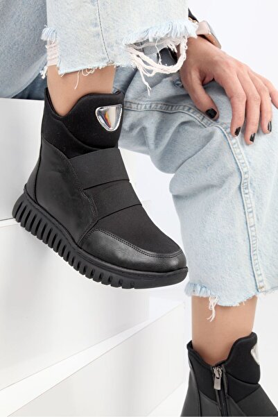 EYLÜLDEN MODA SHOES Eylülden Moda Shoes Ghete de damă elastice cu fermoar din piele neagră