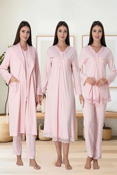 by İGP Pregnant Maternity Dressing Gown Nightgown and Pajama Set Set of 4