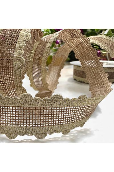 BukiroAtelier 2 Meters 2 cm Wicker Glitter Jute Ribbon Strip - Edge Packaging