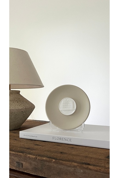 HOME DEKORİSTA Decorative Plate, Decorative Object, Gold Color Plate, White Decorative Object, Home Decorista