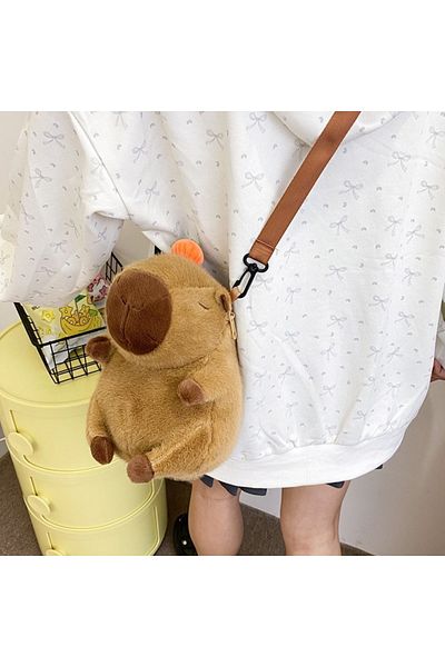 Choice 25x15 Capybara Plush Backpack Kawaii Fashion Plushie Doll Fur Bag Children's Bag Shoulder Bag Mini K