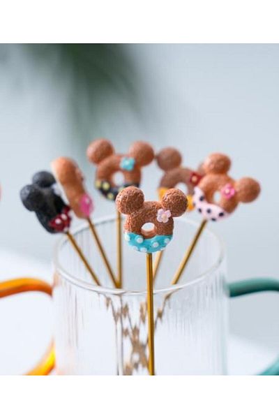 ACAR Mickey Coffee Spoon - 360 °   Set of 6, Gold