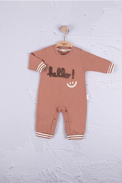 MONFERE Hello Embroidered 100% Cotton Baby Boy Jumpsuit