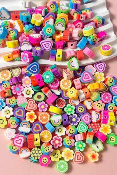 By MO Accessories 100 bucăți de argilă polimerică mixtă Fimo mărgele figurine bijuterii accesorii colier brățară