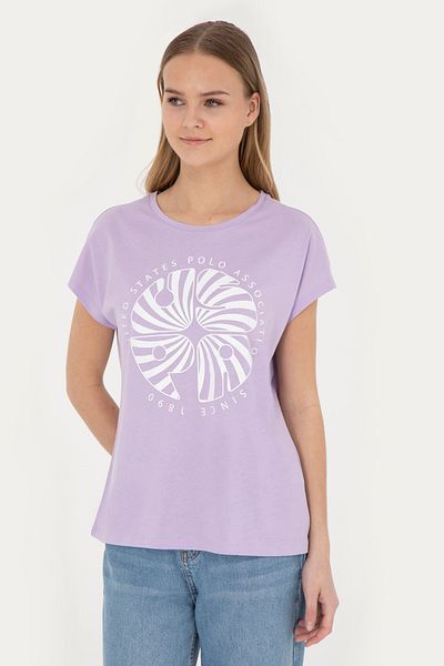 U.S. Polo Assn. Tricou de damă liliac cu gât crew 50282896 -VR034