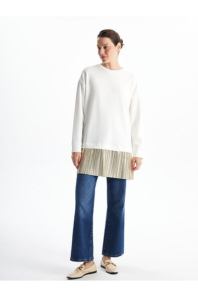 LC Waikiki Crew Neck Plain Oversize Women's Sweatshirt Tunic