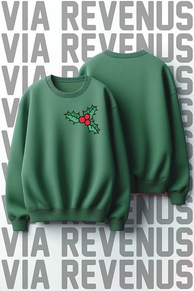 Vordevia  Flower Printed Unisex 3 Thread Raster Wide Fit New Year's Gift Sweatshirt