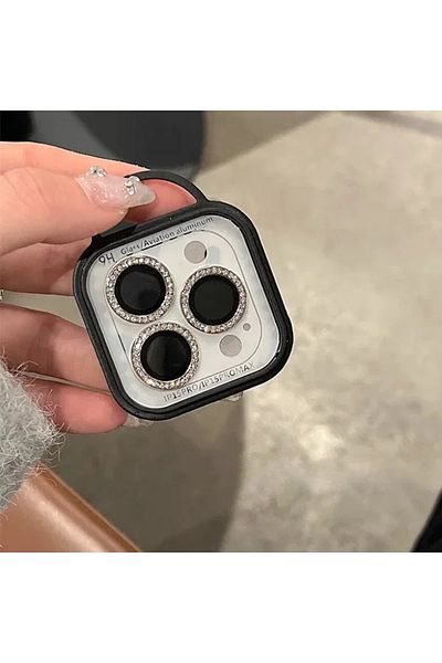 Choice 14pro 14proMax(3pcs Silver 2-3Pcs Glitter Diamond Camera Len Protector For IPhone 16 13 14 15 Pro Ma