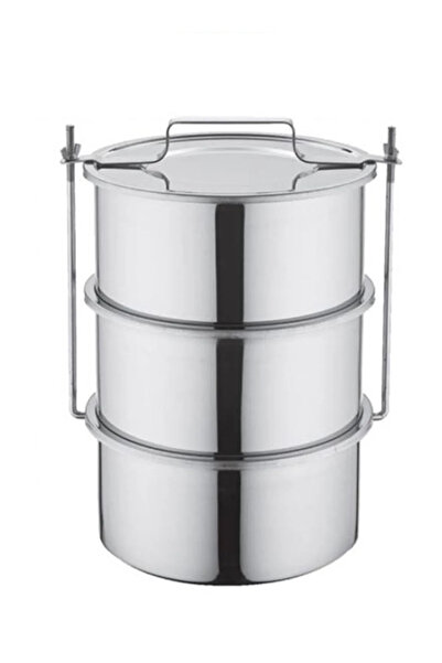 abnturk Çelik Sefer Tası Yemek Kabı Saklama Kabı No:8 3'lü 26x14 Üst Düzey ka...