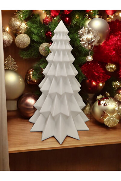Maflen Yılbaşı Süsü Noel Çam Ağacı Dekoratif Obje Beyaz 16 Cm