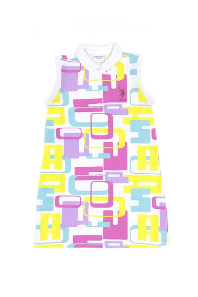 U.S. Polo Assn. Girl's White Polo Neck Sleeveless Knitted Dress 50283323 -Vr013