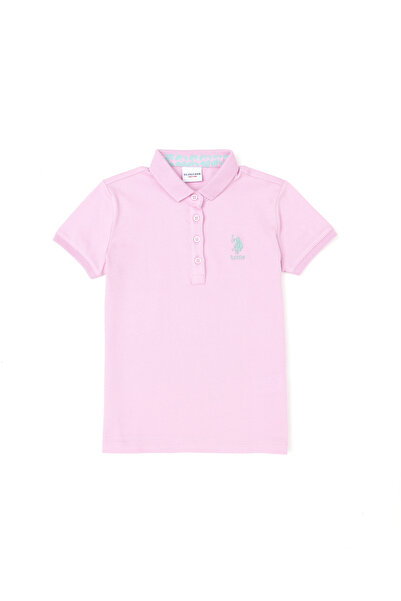 U.S. Polo Assn. Kız Çocuk Pembe Polo Yaka Basic Tişört 50283286-VR041