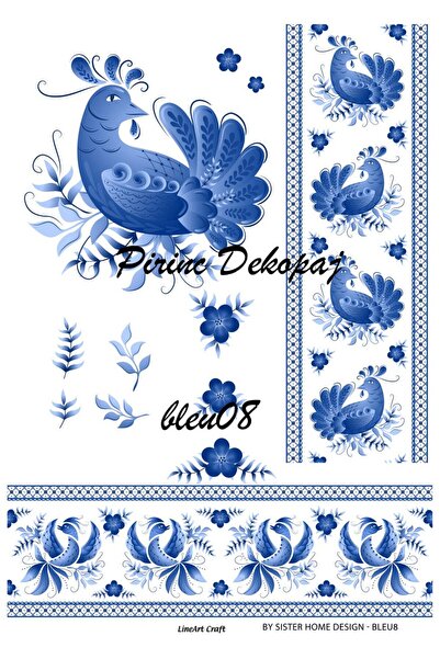 LİNEART Lineart Brass Decopage Paper No:Blue08- 29X42Cm