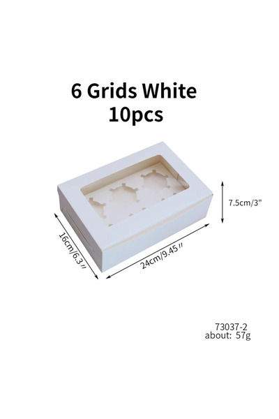 Choice3 See picture for dime 6 Grids White 10Pcs Kraft Paper Cupcake Packing ...