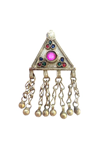 RENGARENG Orta asya göçebelerine ait kuchi sanatı el yapımı üçgen antik alpak...