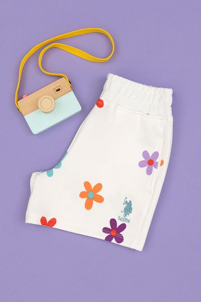 U.S. Polo Assn. Pantaloni scurți albi tricotați pentru fete 50283244 -VR013