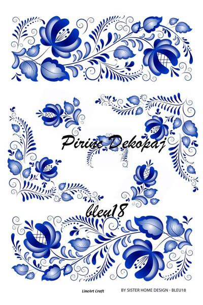 LİNEART Lineart Brass Decopage Paper No:Blue18- 29X42Cm