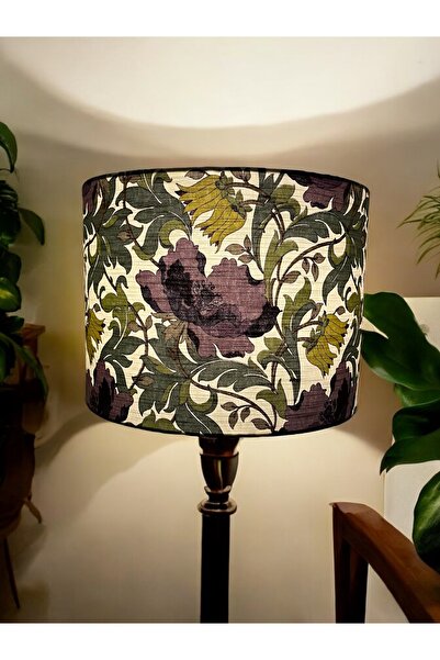 abonjur Abajur Başlığı Çiçekli El Yapımı 40 Çap Yüksek Kaliteli Kumaş