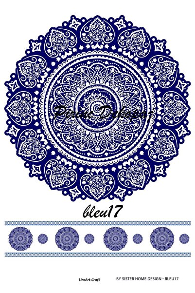 LİNEART ورق تزيين الأرز Lineart رقم: BLUE17 - 29x42 سم
