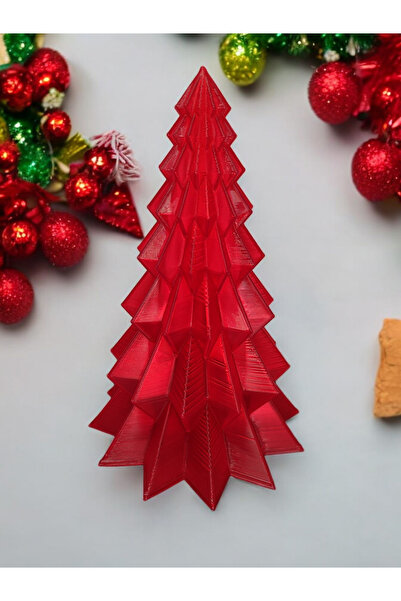 Maflen Yılbaşı Süsü Noel Çam Ağacı Dekoratif Obje Transparan Kırmızı 16 Cm