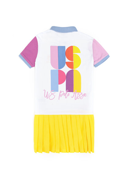 U.S. Polo Assn. Dívčí bílé pletené šaty s polo límečkem 50283337-VR013