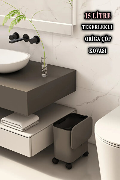 Genel Markalar 1 Adet Antrasit Tekerlekli Fonksiyonel Kapaklı Banyo Ve Mutfak...