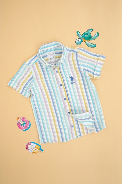 U.S. Polo Assn. Cămașă cu mânecă scurtă albastru închis pentru băiat 50283882 -VR032