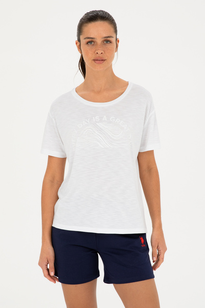 U.S. Polo Assn. Ženska bela okrugla kragna majica 50283780-VR038