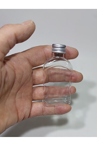 wellLine 50 Adet 50ml pet plastik Şişe Küçük gümüş,silver renk Metal Kapaklı ...