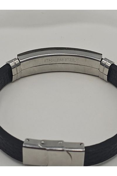 YUGENCONCEPT Steel Men's Thunder Bracelet with Leather Cord