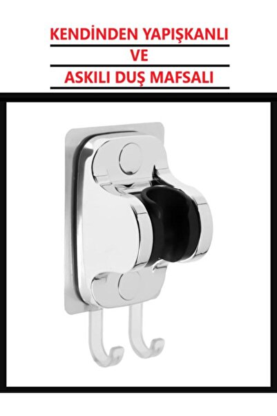 optana GRİ Duş Mafsalı Yapışkanlı Askılı Lif Havlu Asma Duş Başlığı Tutacağı ...