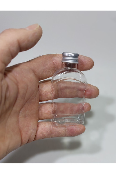 wellLine 10 Adet 50ml pet plastik Şişe Küçük gümüş,silver renk Metal Kapaklı ...