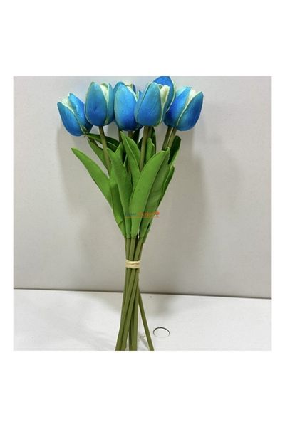 baskıtek μπλε τουλίπα, Wet Artificial Blue tulip Μπουκέτο 8 τεμαχίων