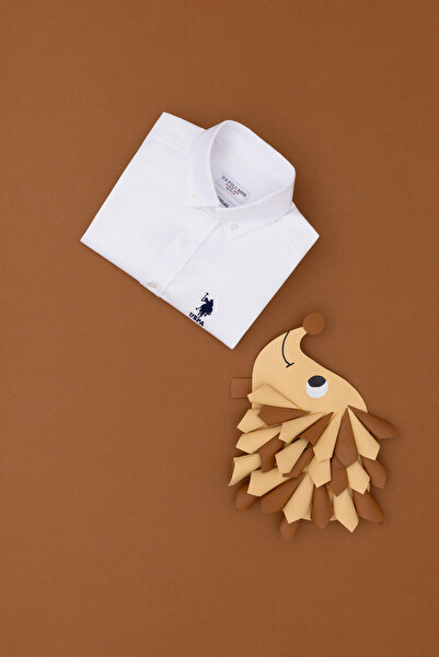 U.S. Polo Assn. Мъжка бяла риза с дълги ръкави Basic 50284001-VR013