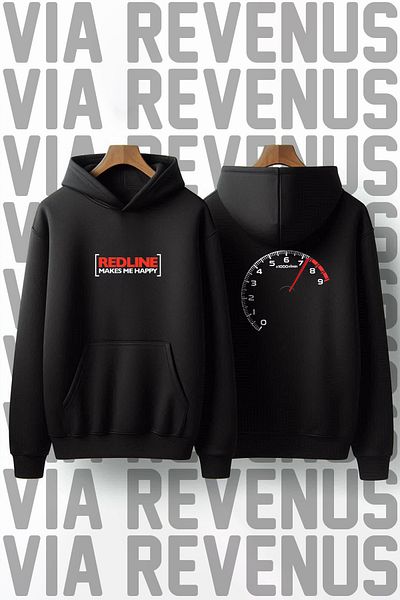 Vordevia Φούτερ με κουκούλα Redline Makes Me Happy - Ποδηλάτης μπροστά και πίσω με στάμπα με 3 νήματα