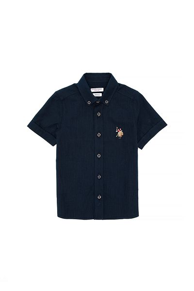 U.S. Polo Assn. Тъмносиня риза с къс ръкав за момче 50284019-VR033