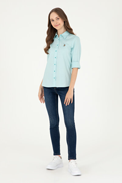 U.S. Polo Assn. Cămașă de bază cu mânecă lungă Mint pentru femei 50283987 -VR090