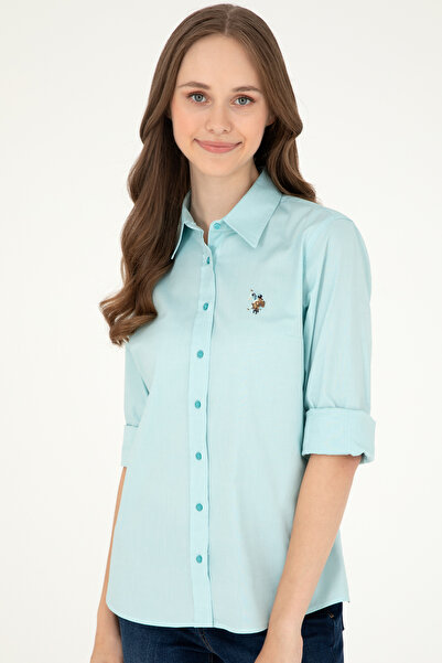 U.S. Polo Assn. Cămașă de bază cu mânecă lungă Mint pentru femei 50283987 -VR090