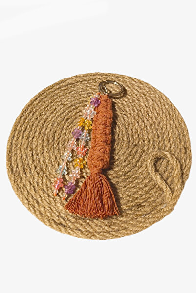 nftart.design بلاط - خرز زهور شفاف - سلسلة مفاتيح/حلية حقيبة مكرامية محبوكة ب...