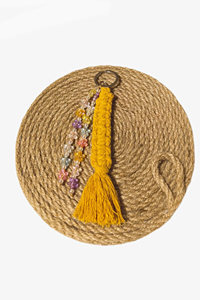 nftart.design الخردل - زهرة شفافة مطرز - سلسلة مفاتيح مكرامية محبوكة بشكل عاد...