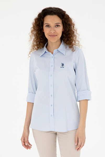 U.S. Polo Assn. Kadın Açık Mavi Uzun Kollu Basic Gömlek 50283989-VR003