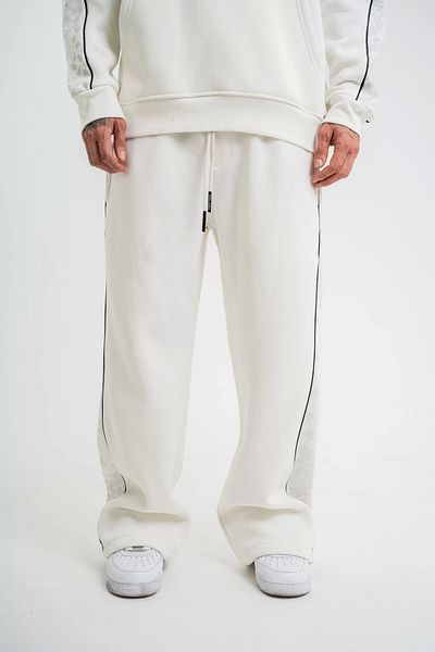 AXXAN Polizei Premium White Baggy Sweatpants - Printed with Intermediate Piping