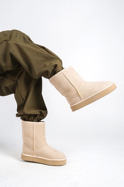 Moda Değirmeni Skin Suede Γυναικείες μπότες Wendy μεσαίου μεγέθους με γούνα στο εσωτερικό