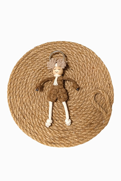 nftart.design سلسلة مفاتيح مكرامية محبوكة للأولاد مع شورت بني/حلية حقيبة