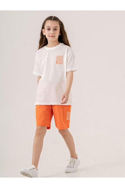 Mışıl Kids Feel Be God Imprimat Buzunar Imprimat Detaliu Tricou Fata Pantalon...